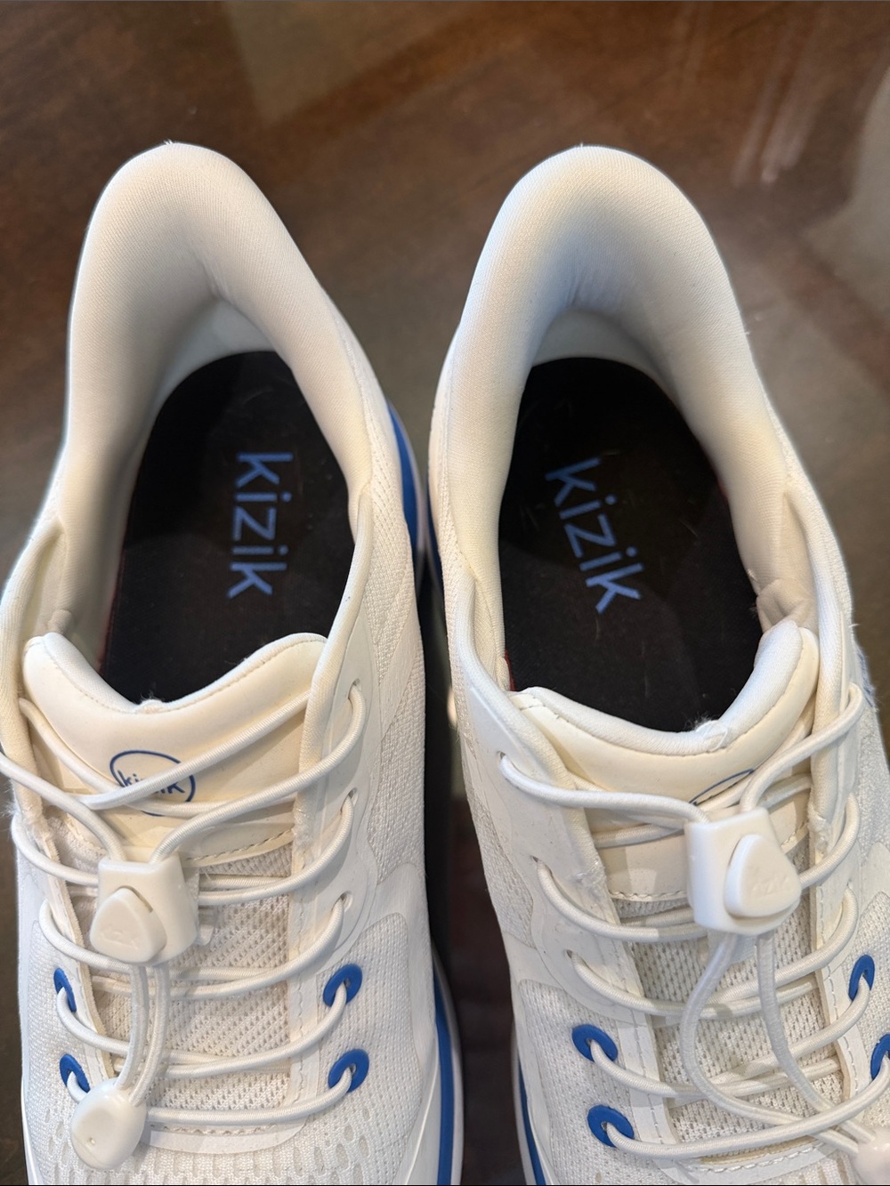 Men's White Athletic Sneakers with Blue Accents - Picture 2 of 5